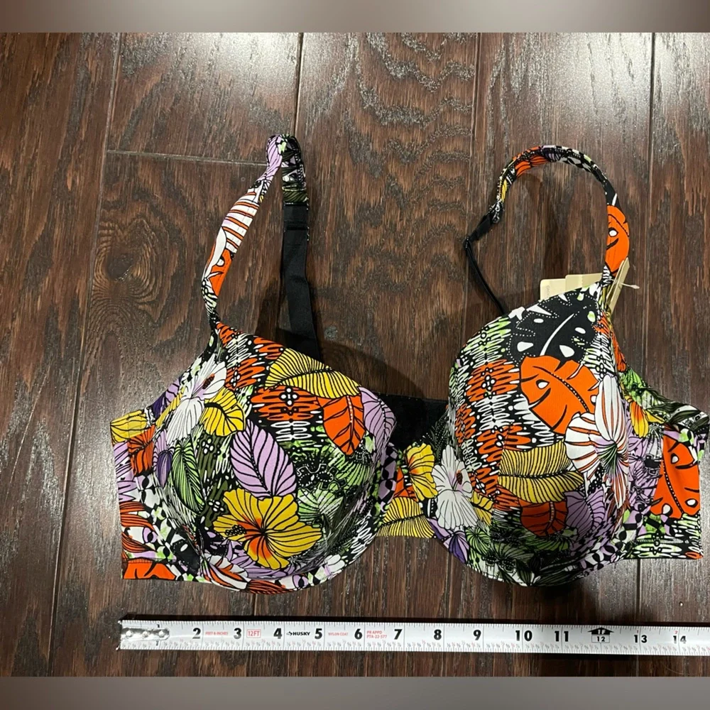 Cacique Cotton TShirt Bra Size 40 DD Shaping Solution Underwire Floral NEW